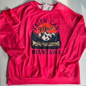 NWOT Faith Can Move Mountains Sweatshirt 100% polyester. Perfect condition.